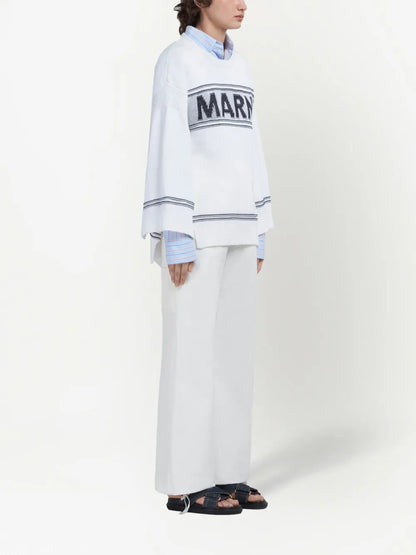 Embroidered-Logo Straight-Leg Trousers