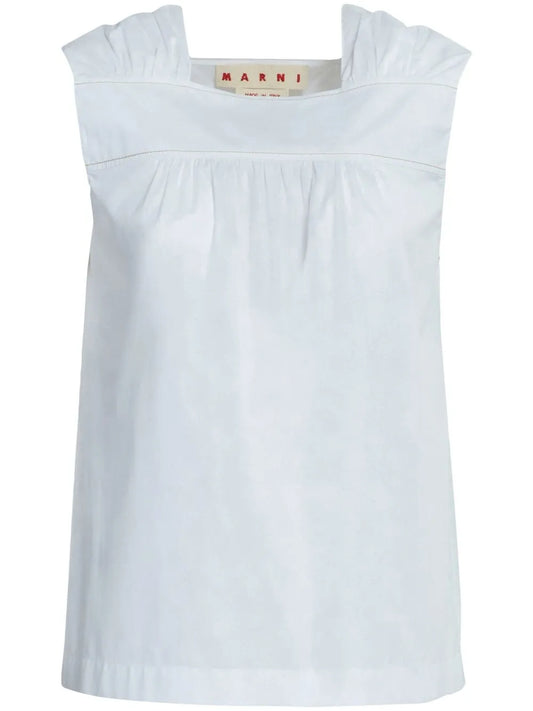 Ruched Sleeveless Cotton Top