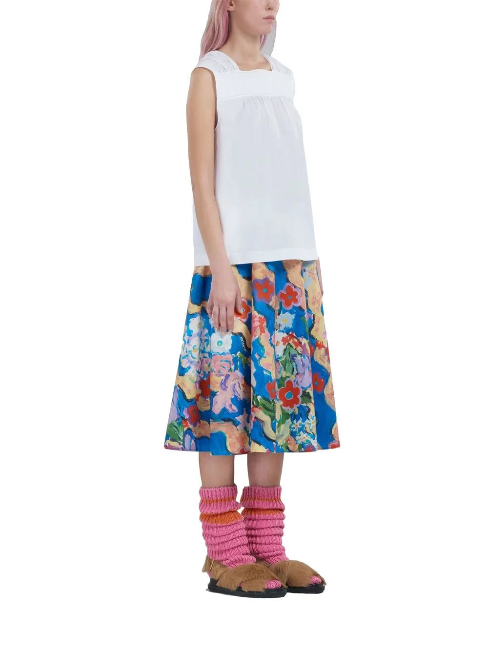 Ruched Sleeveless Cotton Top
