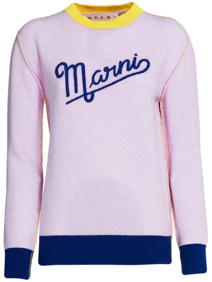 Embroidered-Logo Contrast-Trim Jumper