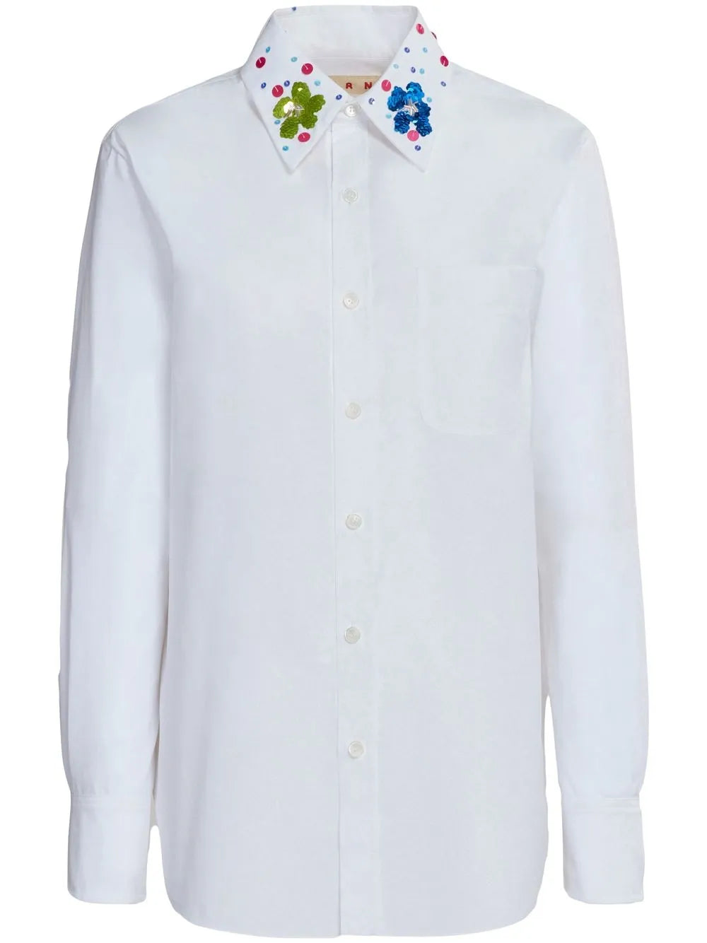 Sequined-Collar Cotton Shirt