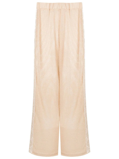 Lace-Trim Wide-Leg Trousers