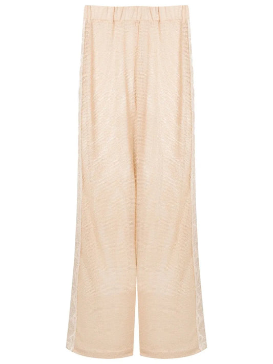 Lace-Trim Wide-Leg Trousers