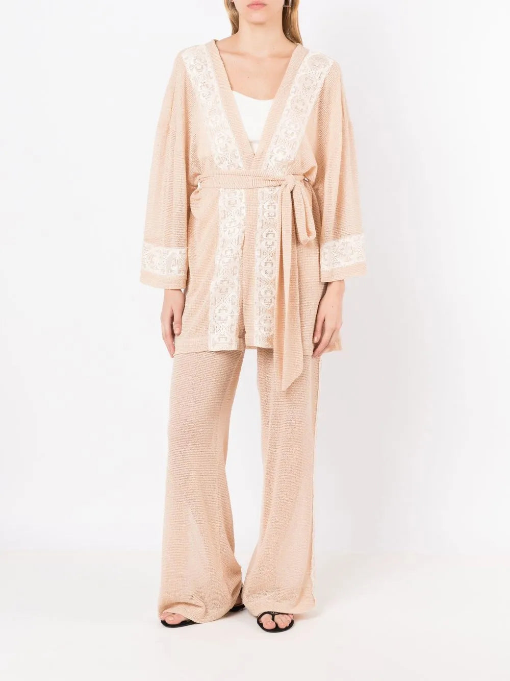 Lace-Trim Wide-Leg Trousers