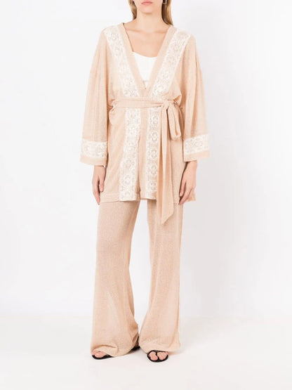 Lace-Trim Wide-Leg Trousers