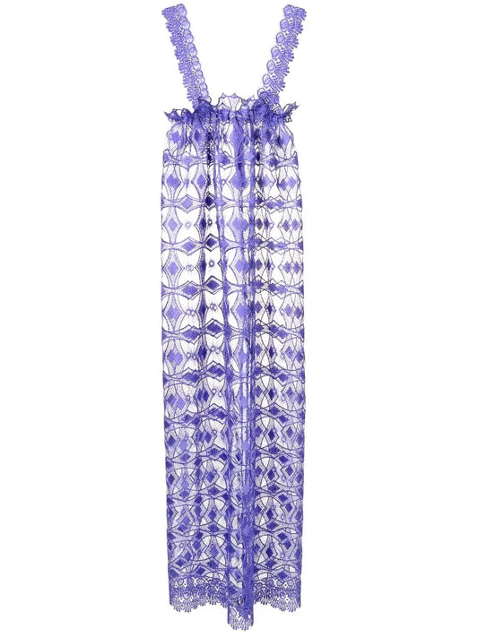 Floral Lace-Embroidered Sleeveless Dress