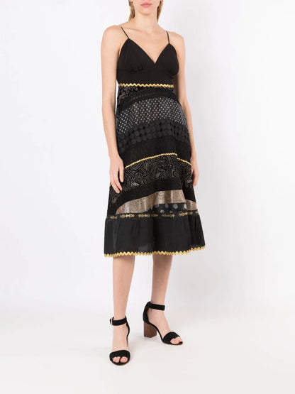 Mix Print Sleeveless Midi Dress