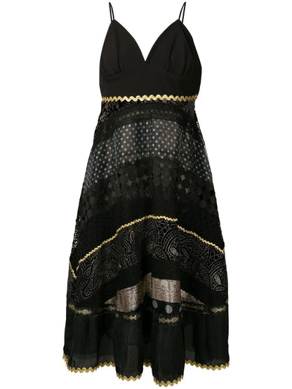 Mix Print Sleeveless Midi Dress