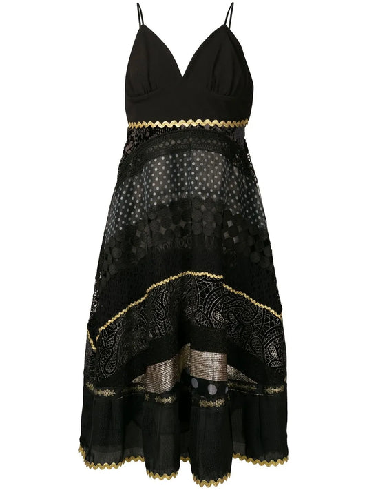 Mix Print Sleeveless Midi Dress