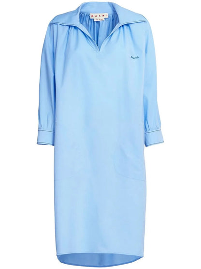 Logo-Embroidered Long-Sleeve Dress