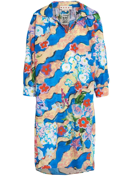 Graphic-Print Cotton Shirtdress