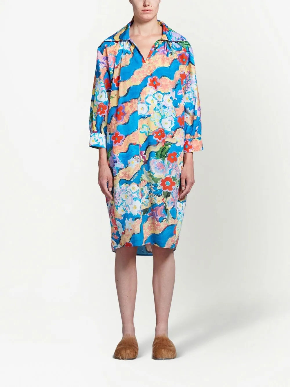 Graphic-Print Cotton Shirtdress