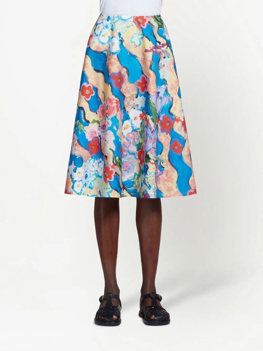 Floral-Print A-Line Skirt