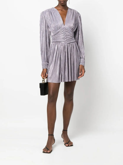 Ruched Long-Sleeved Mini Dress