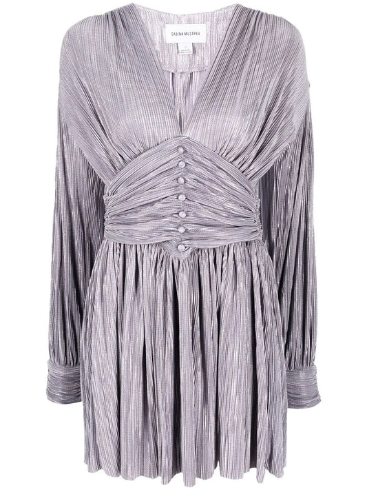 Ruched Long-Sleeved Mini Dress