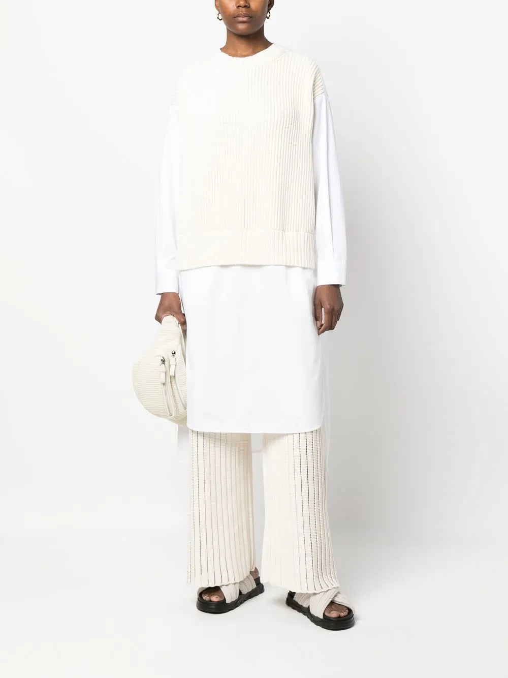 Rib-Knit Wide-Leg Trousers