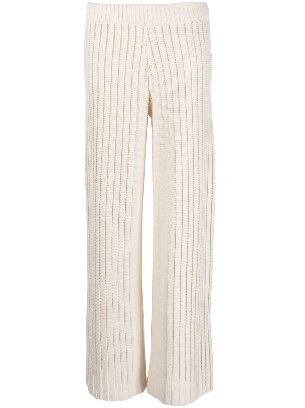 Rib-Knit Wide-Leg Trousers