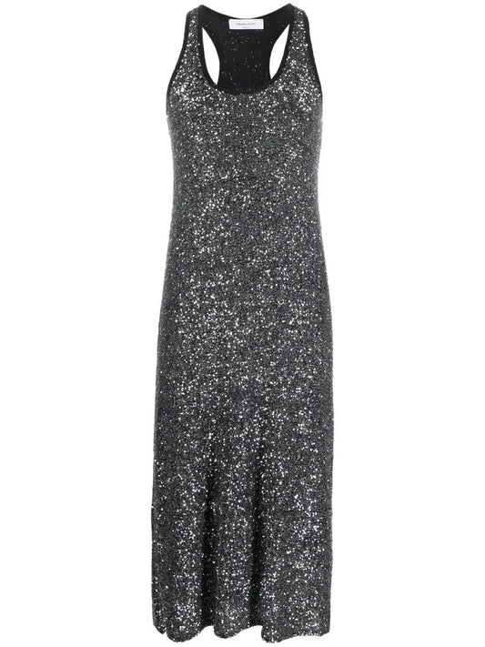 Sequin-Embellished Sleeveless Midi Dress