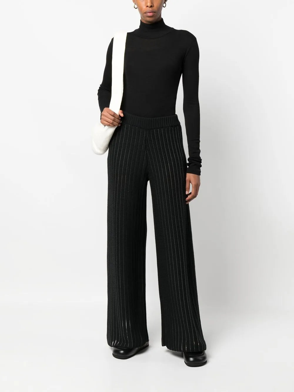 Chunky-Knit Wide-Leg Trousers