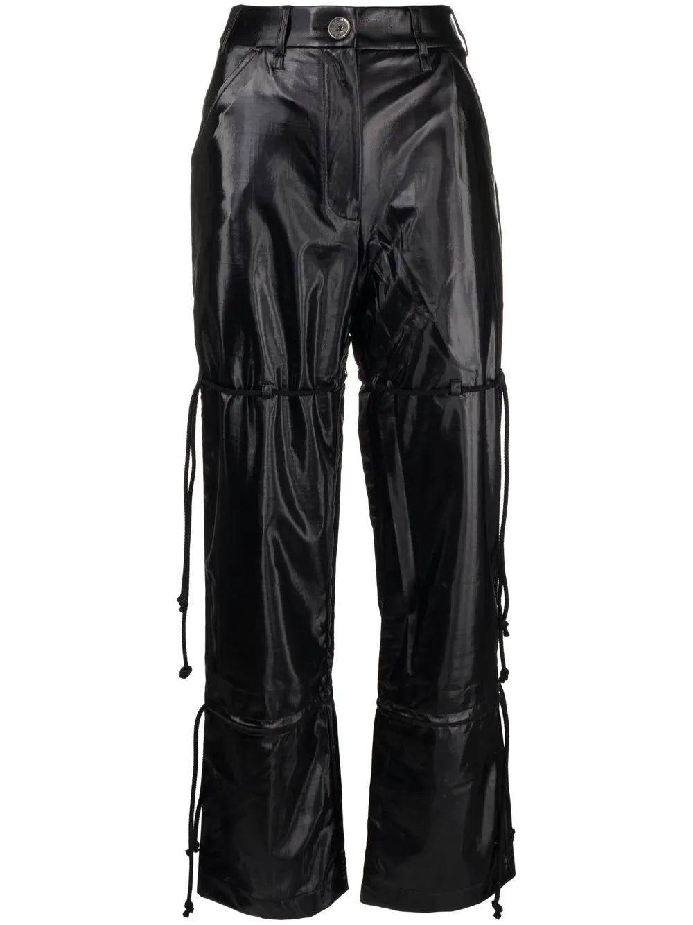 High-Shine Finish Trousers