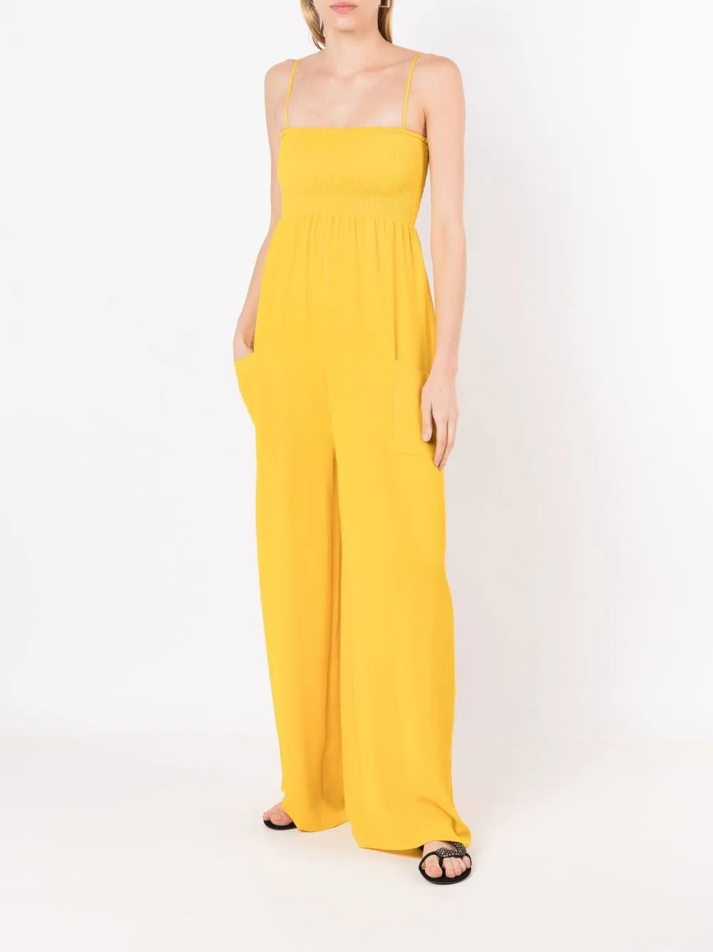 Smocked Detail Sleeveless Jumpsuit