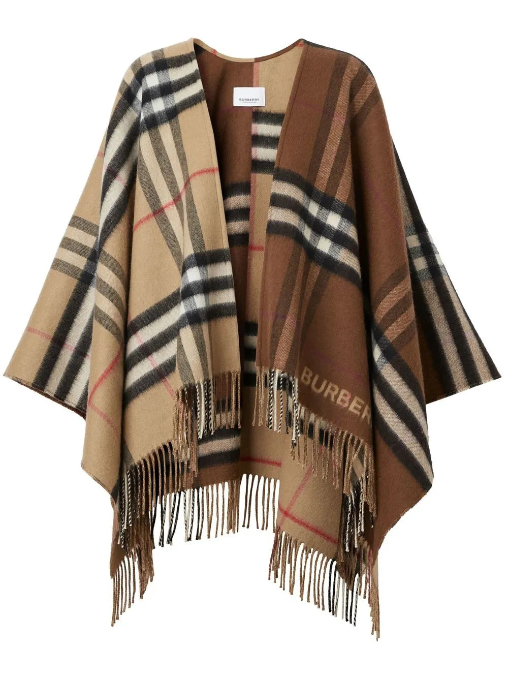 Contrast Check Fringed Cape