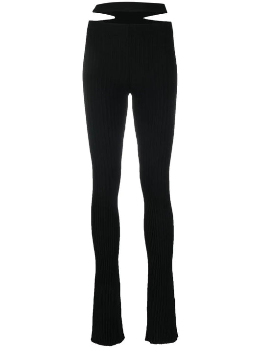 Ribbed-Knit Cut-Out Trousers