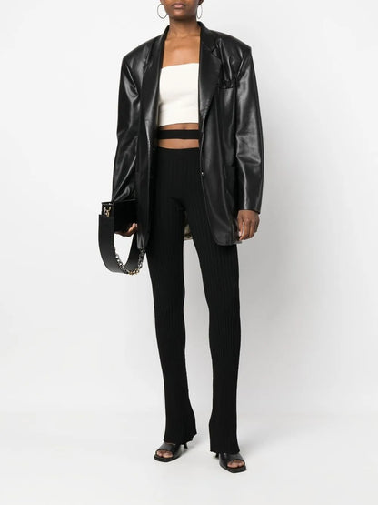 Ribbed-Knit Cut-Out Trousers