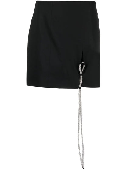 Crystal Embellished Lace-Up Mini Skirt