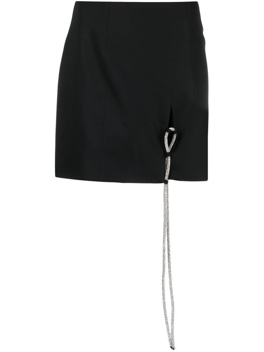 Crystal Embellished Lace-Up Mini Skirt