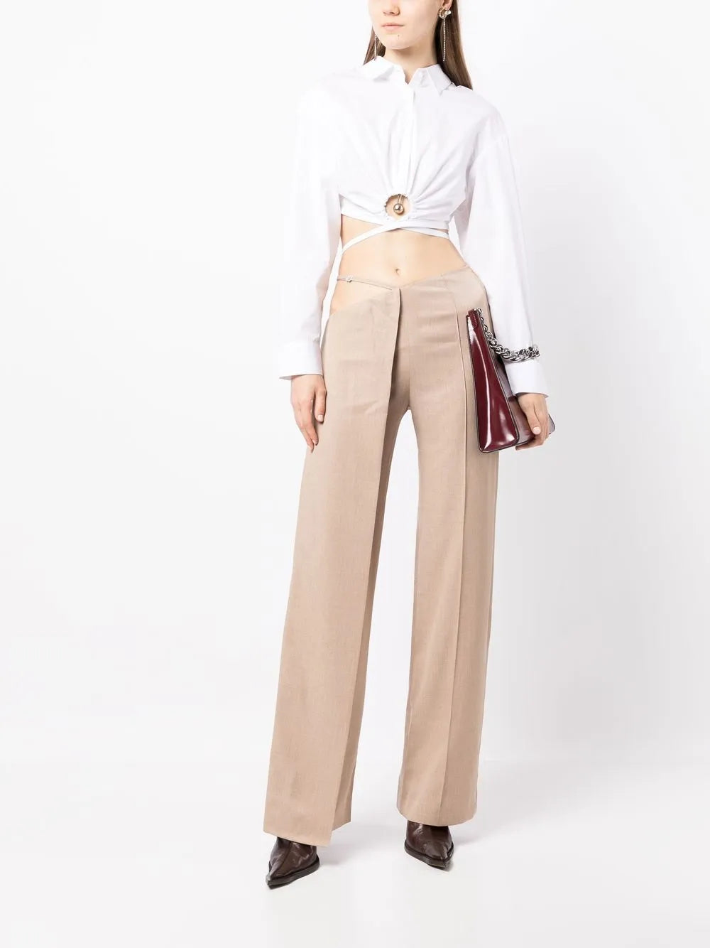 Asymmetric Wide-Leg Trousers