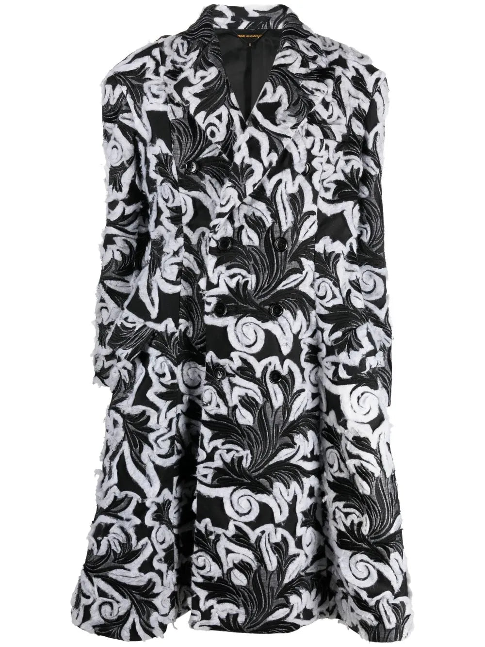 Floral Jacquard Double-Breasted Coat