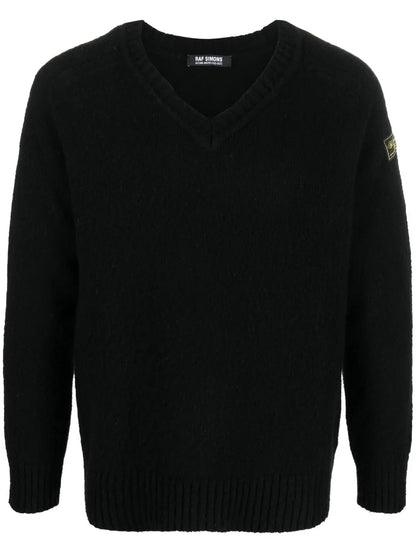 Logo-Patch V-Neck Jumper