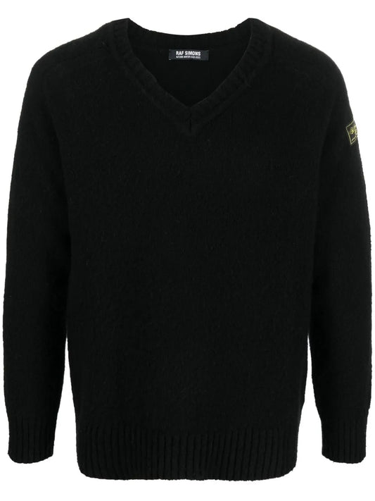 Logo-Patch V-Neck Jumper