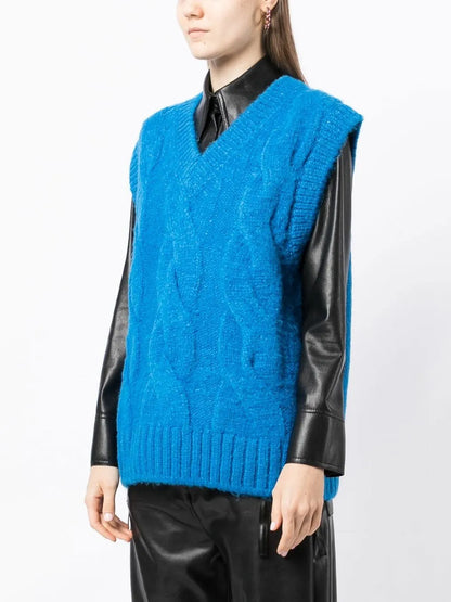 Cable-Knit Knitted Vest