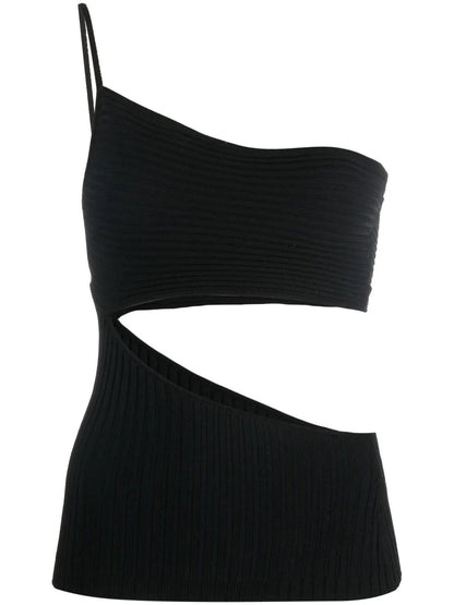 One-Shoulder Cut-Out Ribbed Top