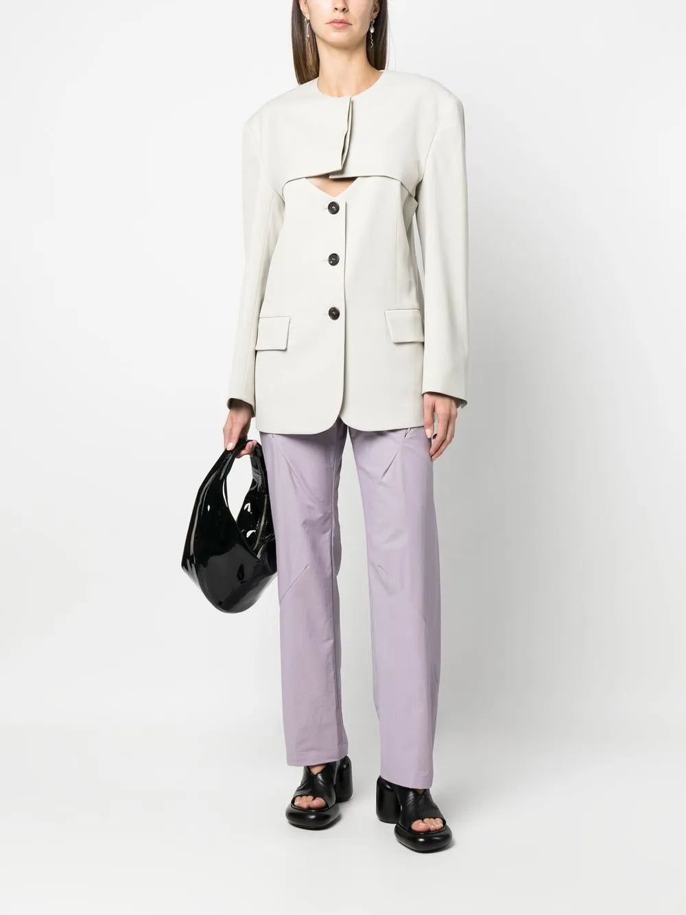 Cut-Out Buttoned Jacket