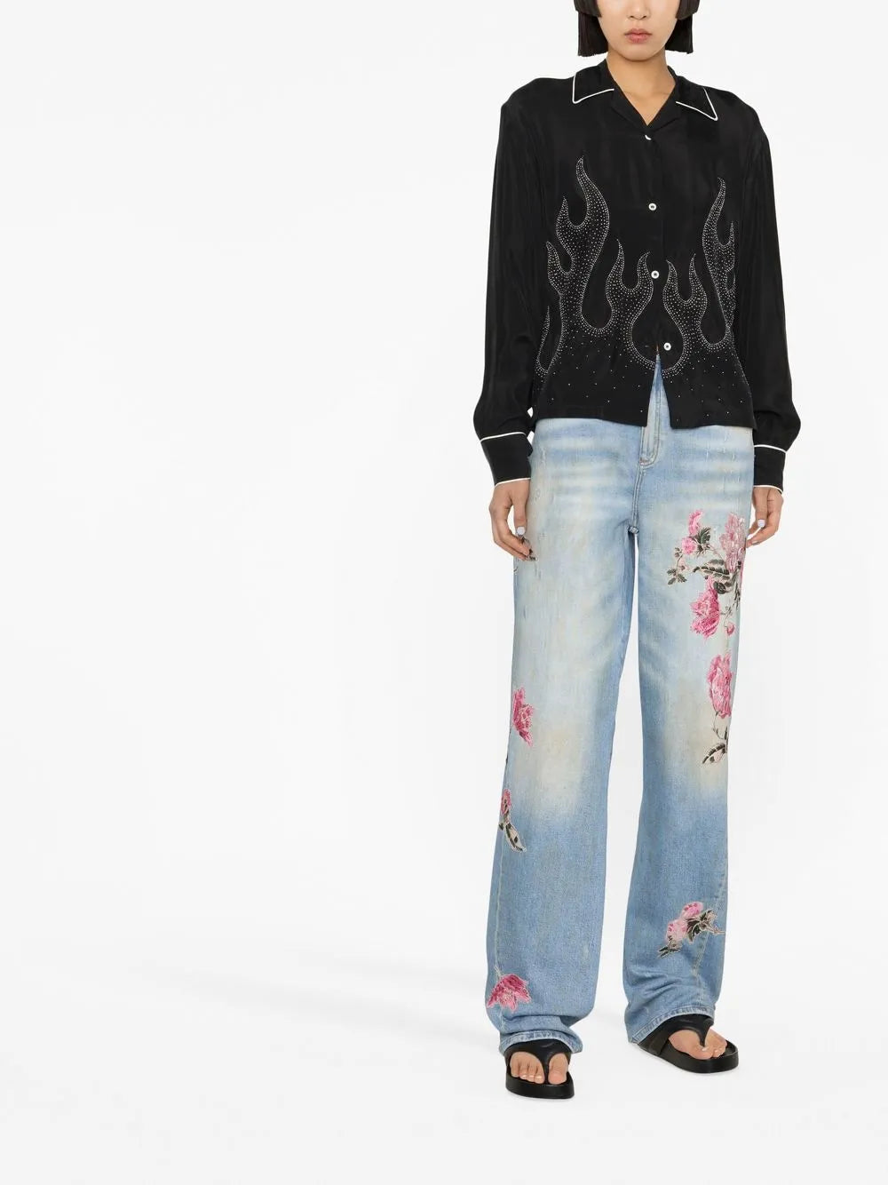 Flame-Embroidered Shirt