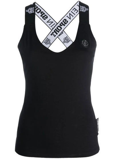 Logo Strap V-Neck Cotton Tank Top