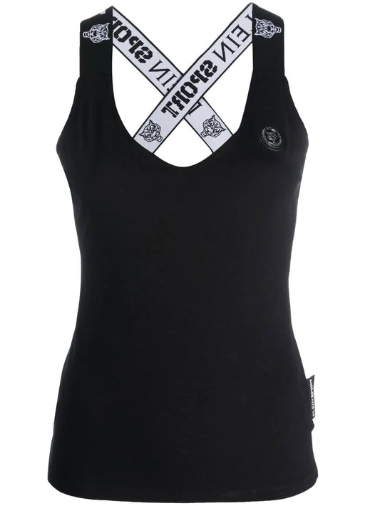 Logo Strap V-Neck Cotton Tank Top