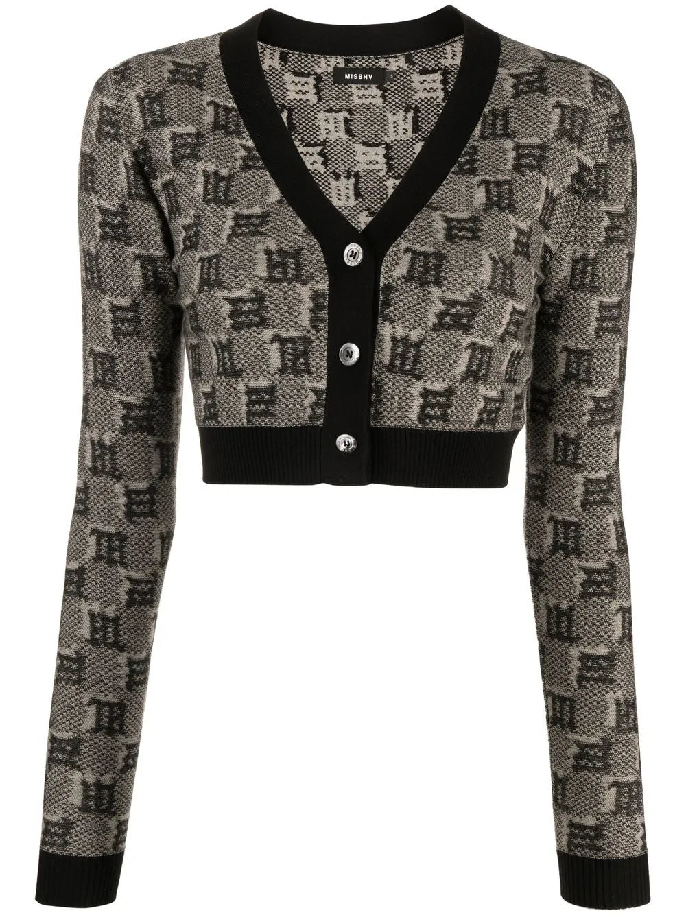 Monogram-Print Cropped Cardigan