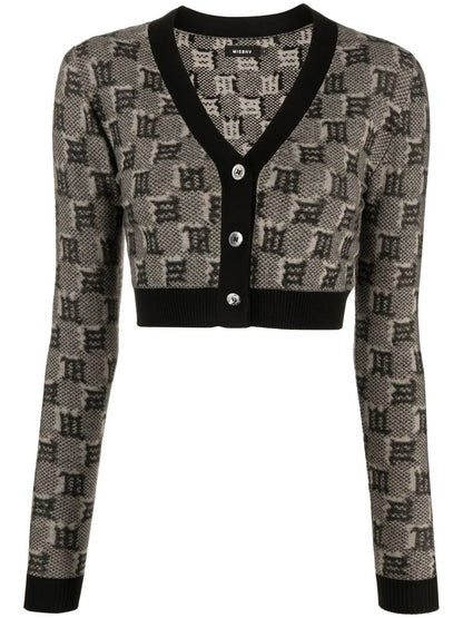 Monogram-Print Cropped Cardigan