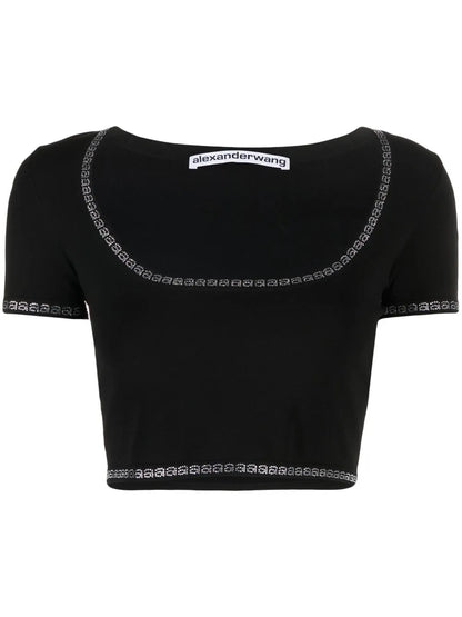 Scoop-Neck Cropped T-Shirt
