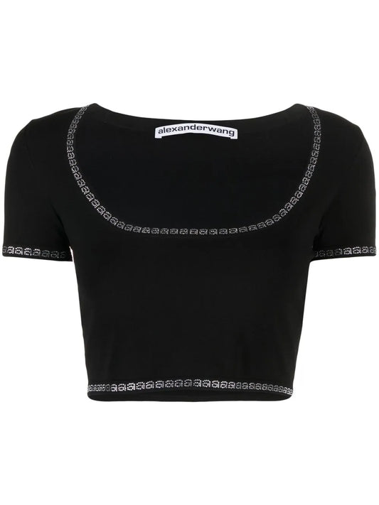 Scoop-Neck Cropped T-Shirt