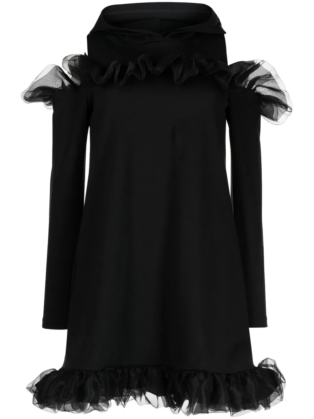 Tulle-Trim Cold-Shoulder Dress