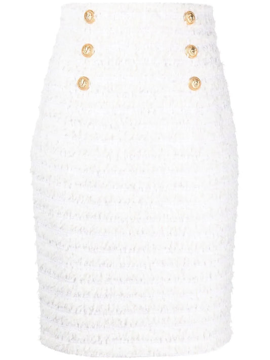 Tweed Double-Breasted Pencil Skirt