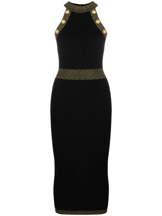 Button-Detail Knitted Dress