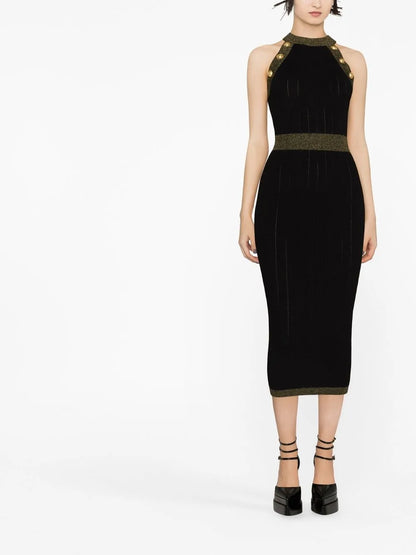 Button-Detail Knitted Dress