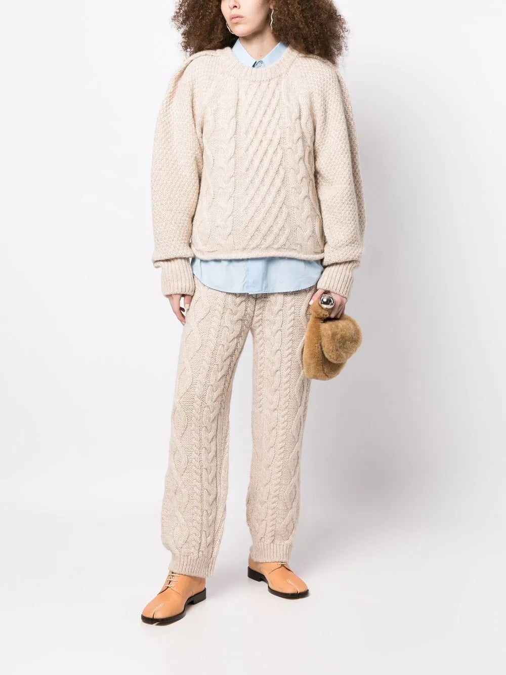 Cable-Knit Straight Trousers