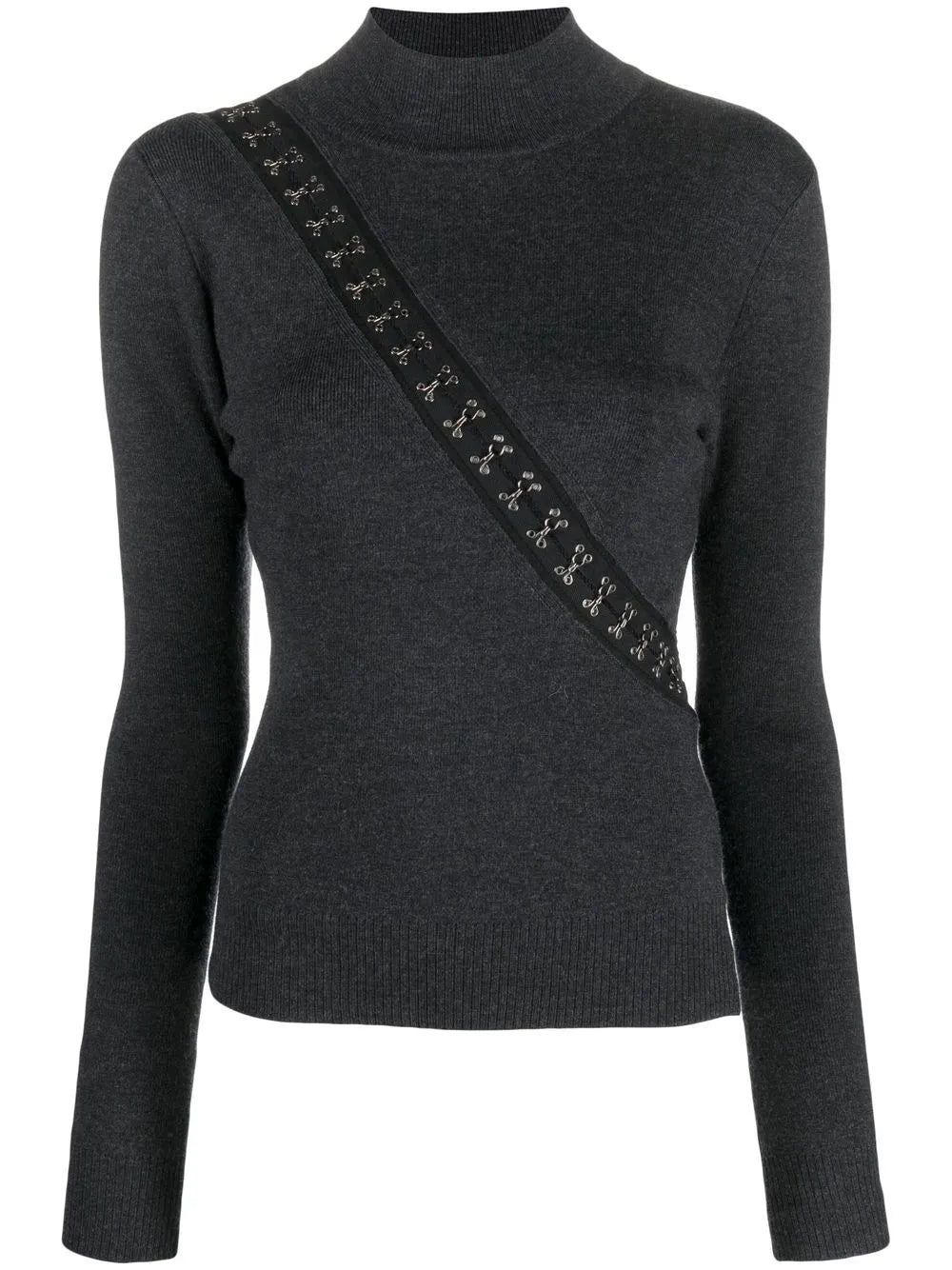 Hook-Detail Mock-Neck Jumper
